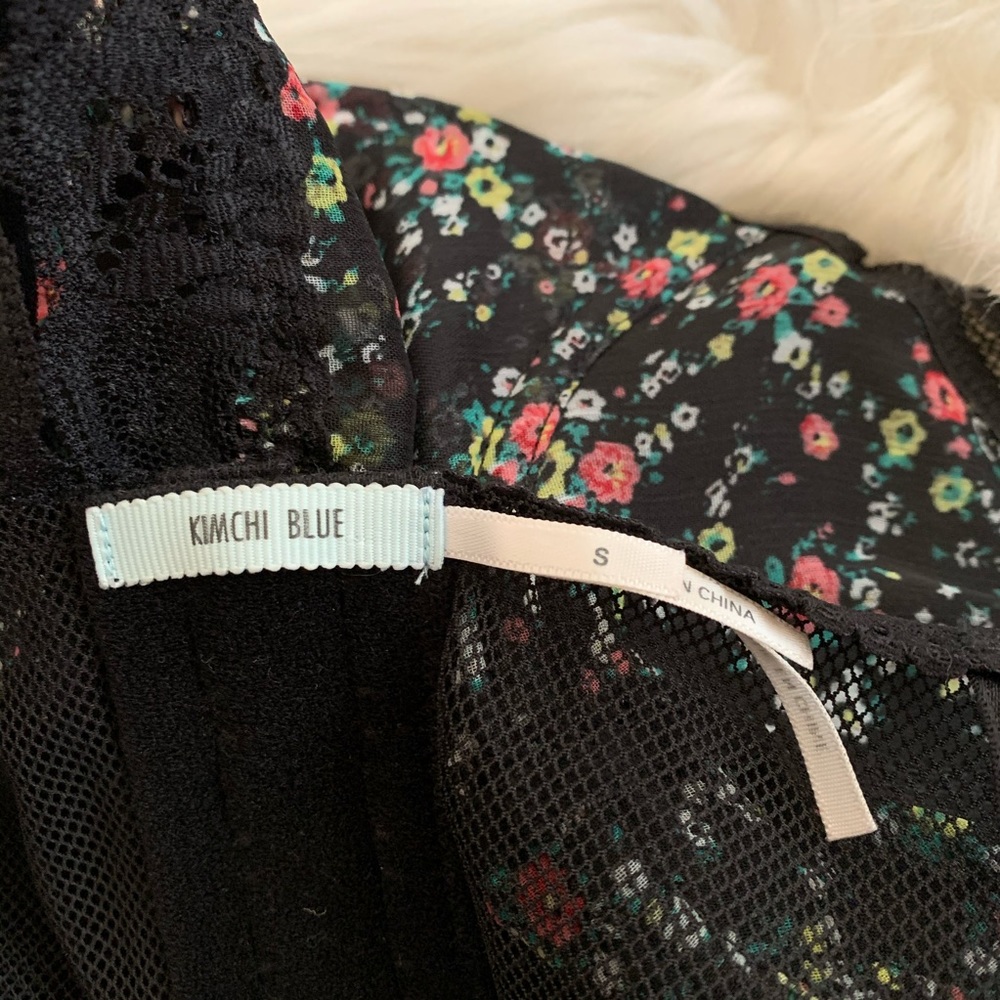 Kimchi Blue Black Floral Crop Bralette Size Small - Picture 7 of 10